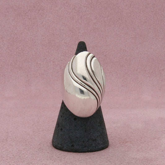 kabana sterling silver vintage elongated wavy dome ring size 6