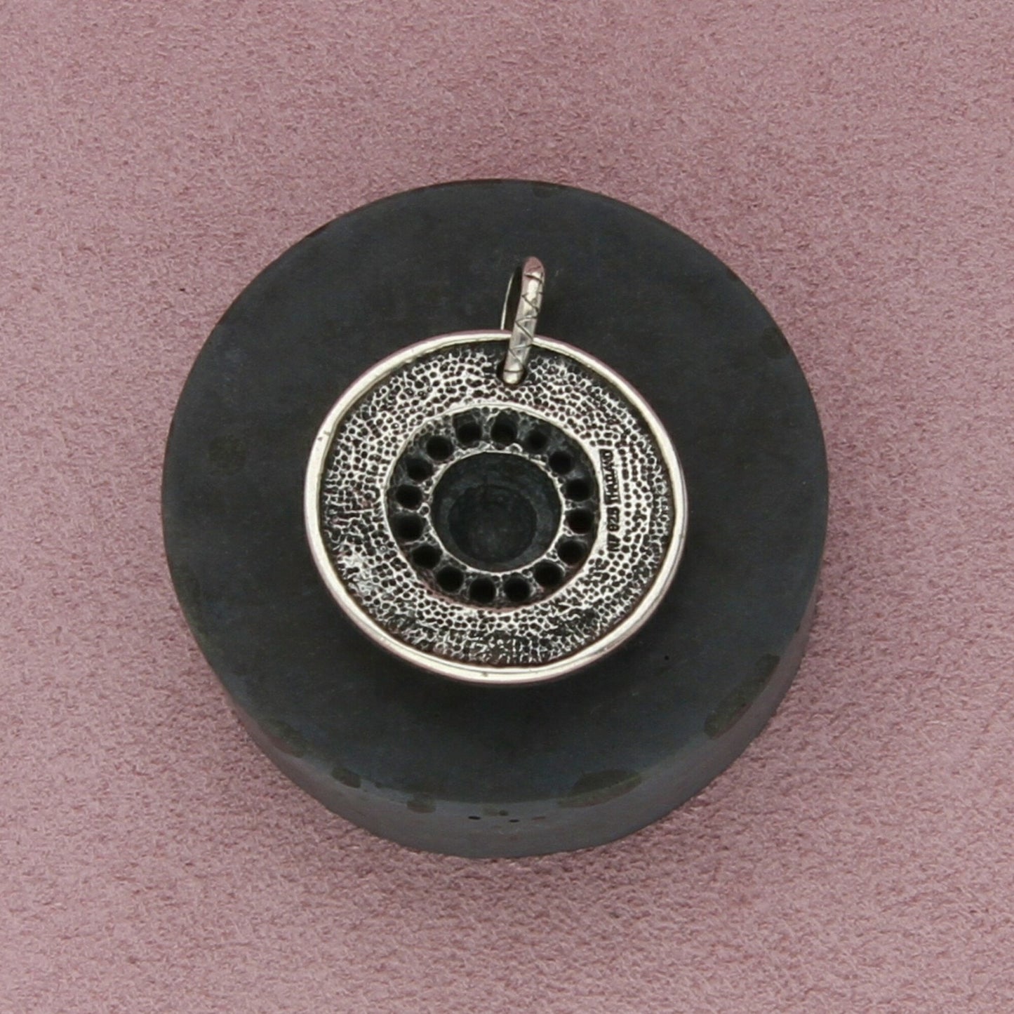 sterling silver beaded scroll disc pendant