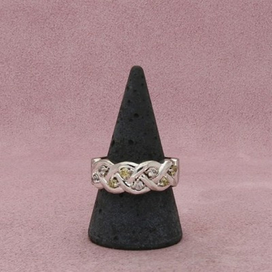 Sterling Silver Braided Round-Cut Cz Band Ring Size 10.5