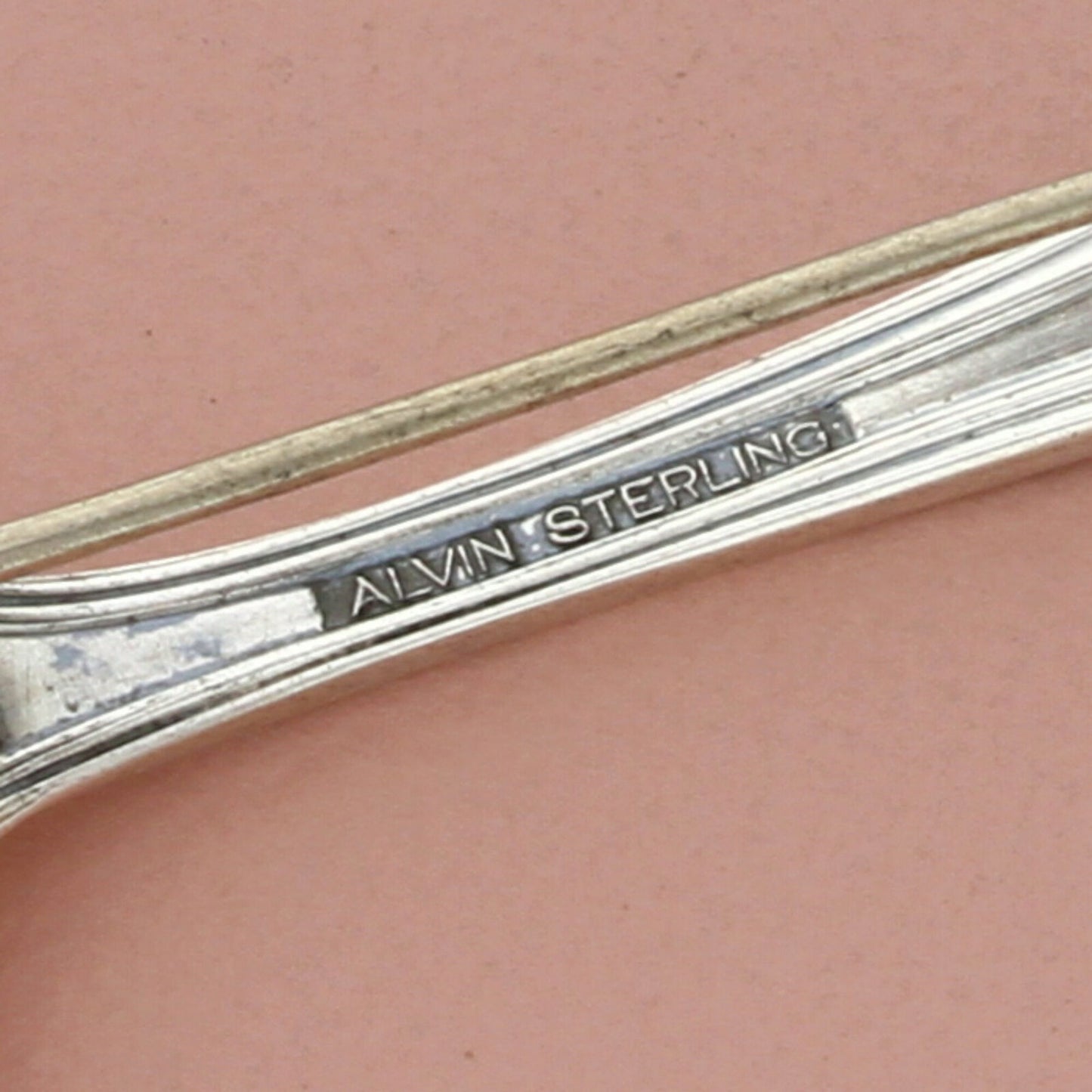 alvin sterling silver vintage monogrammed m sugar salt mini spoon brooch