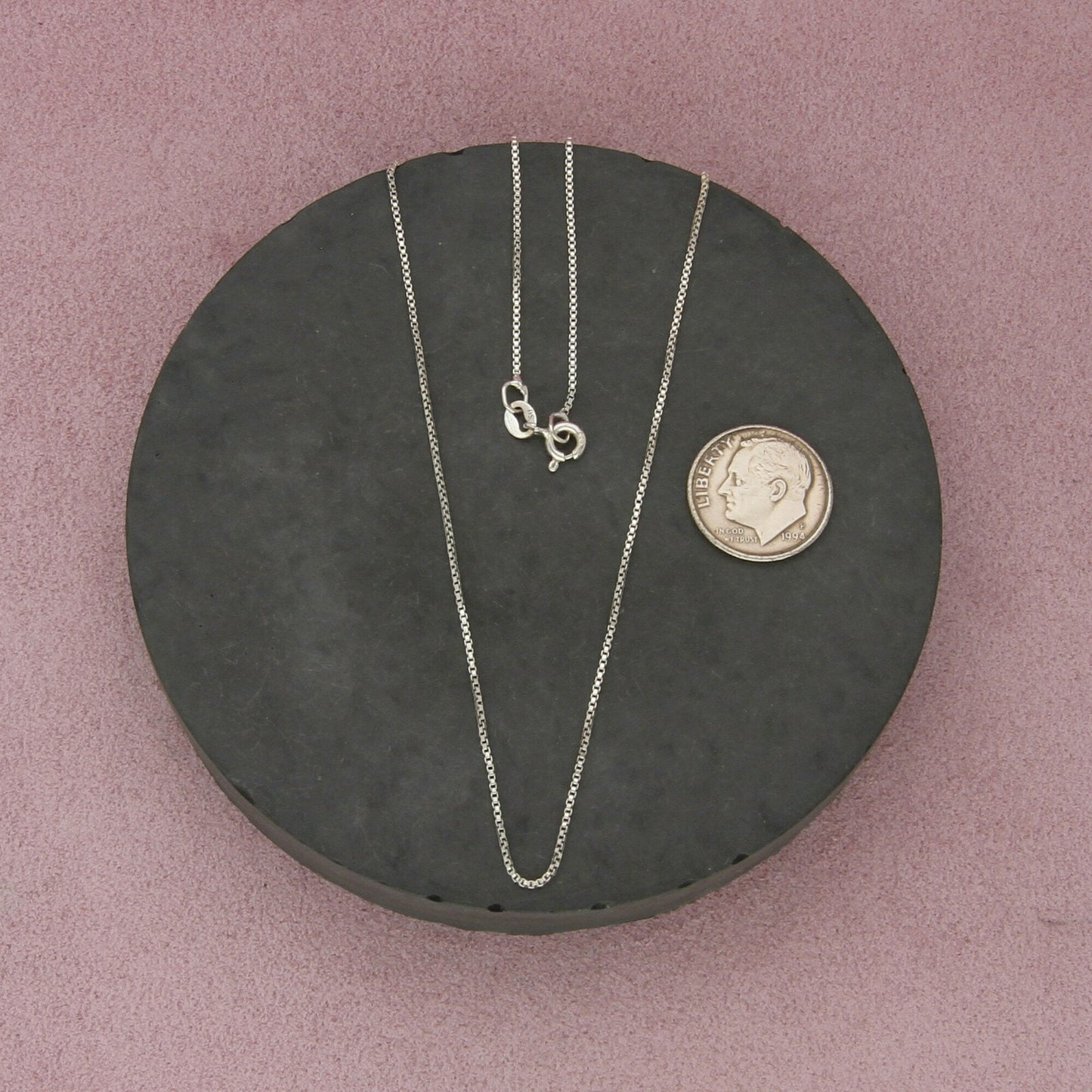 sterling silver italy 1mm box chain necklace size 18.25in