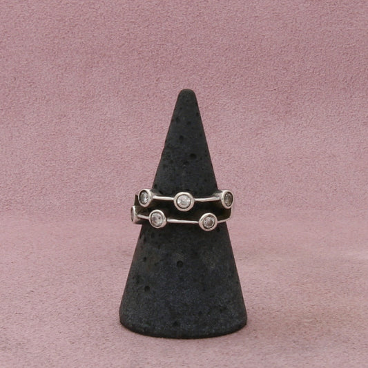 sterling silver round-cut cz bubbles ring size 6.75