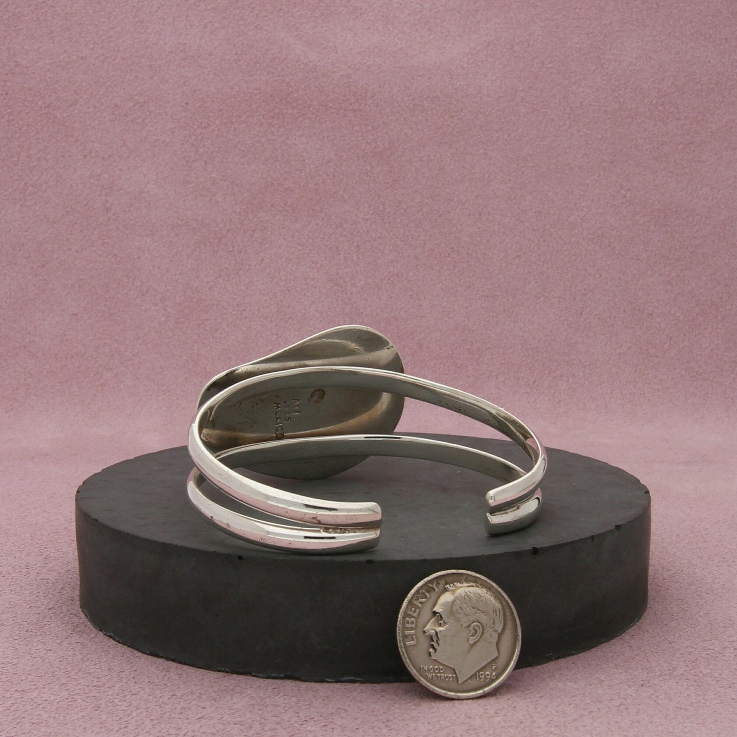 mexico sterling silver vintage purple howlite cuff bracelet size 6in