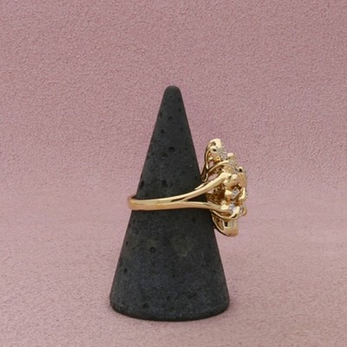 Ross Simons Sterling Silver Gold Plate Diamond Leaf Cluster Ring Size 7