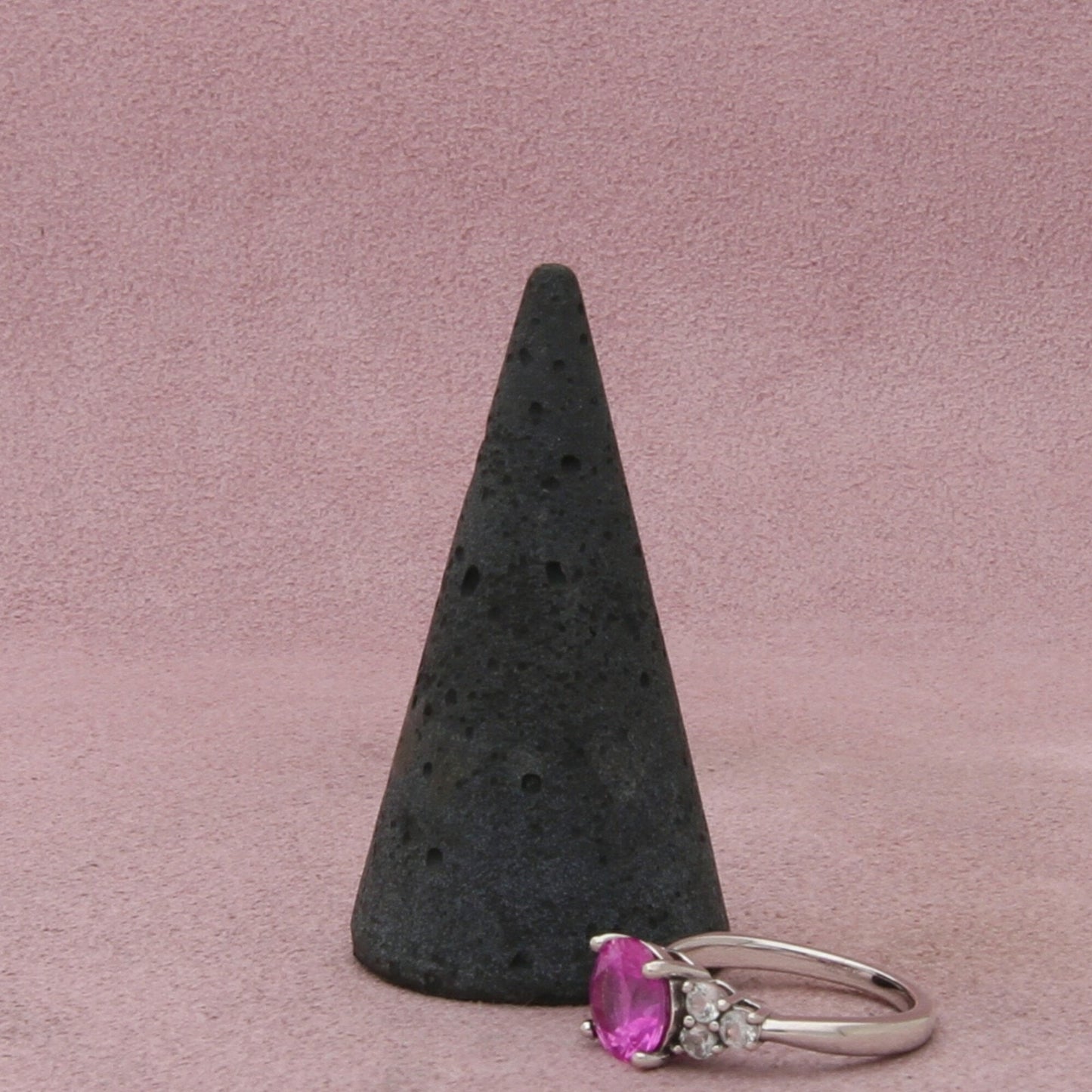 sterling silver pink sapphire & white topaz ring size 6