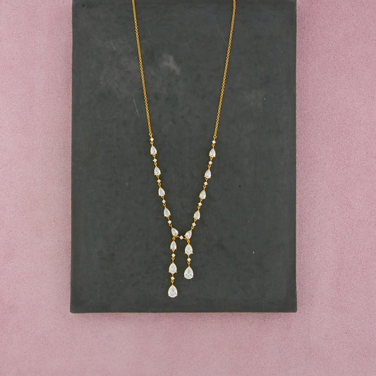 sterling silver gold plate pear-cut cz drop necklace size 17-19in