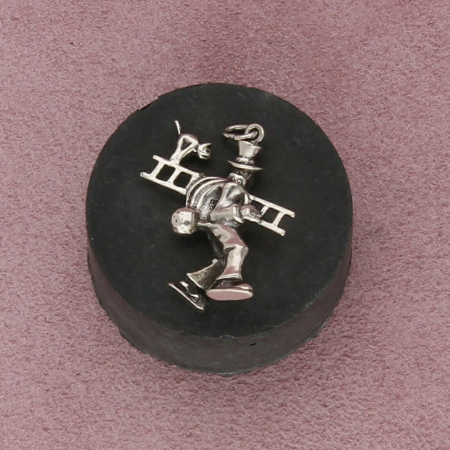 sterling silver vintage chimney sweep good luck charm pendant