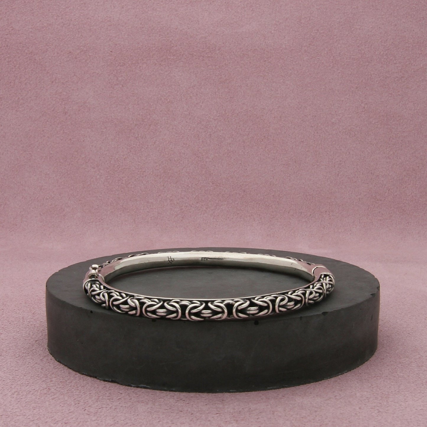 sterling silver vintage byzantine chain hinged bracelet size 7in