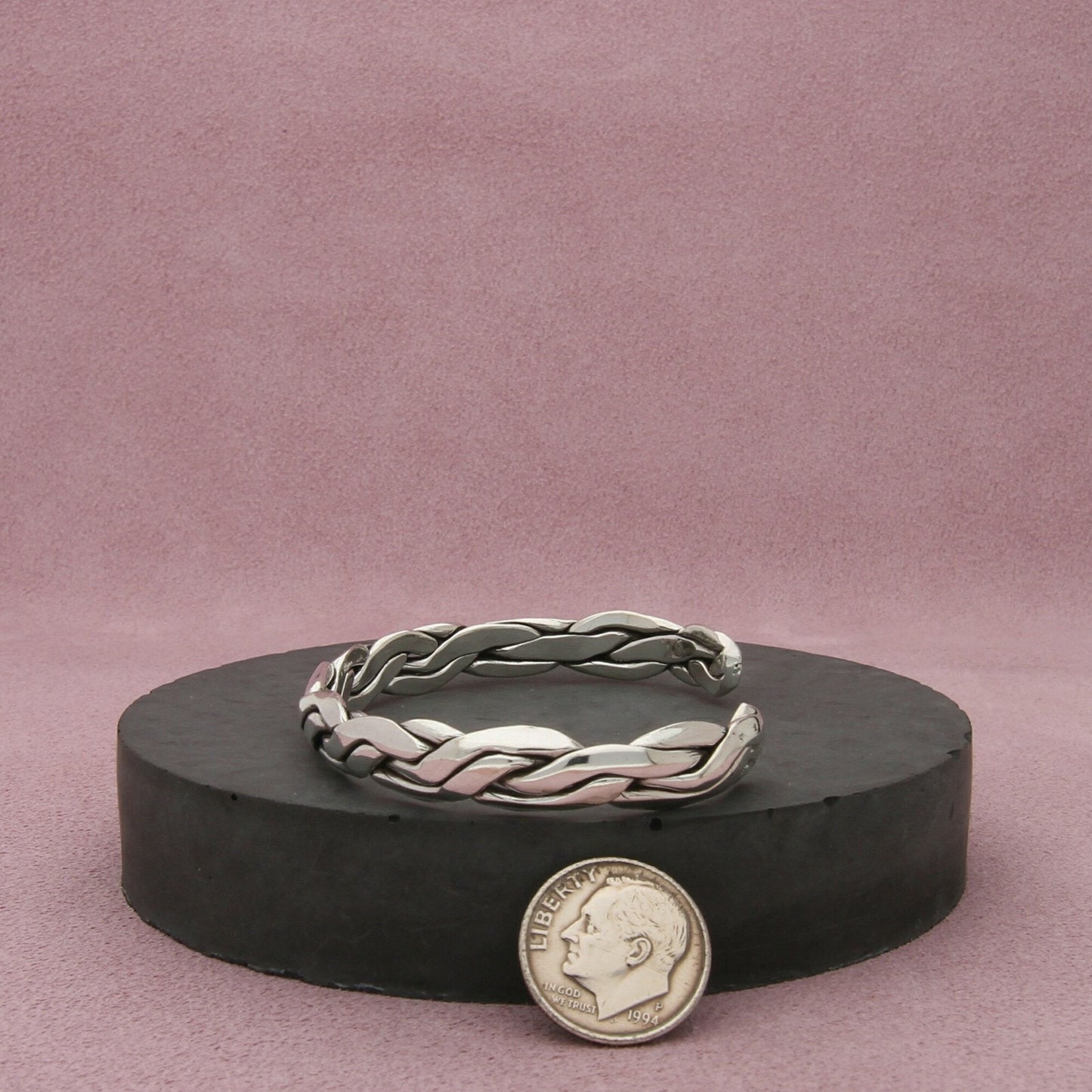 mexico sterling silver vintage twisted cuff bracelet size 6.75in