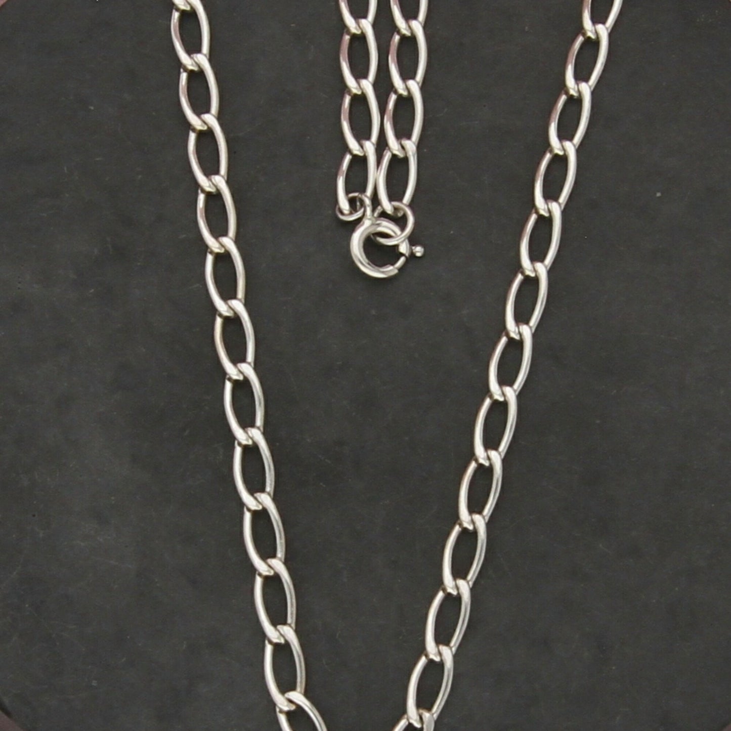 sterling silver 3mm elongated curb chain necklace size 15in