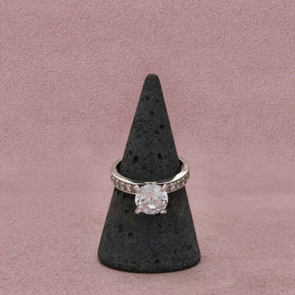 Danbury Mint Sterling Silver Cz Engagement Round-Cut Solitaire Ring Size 7
