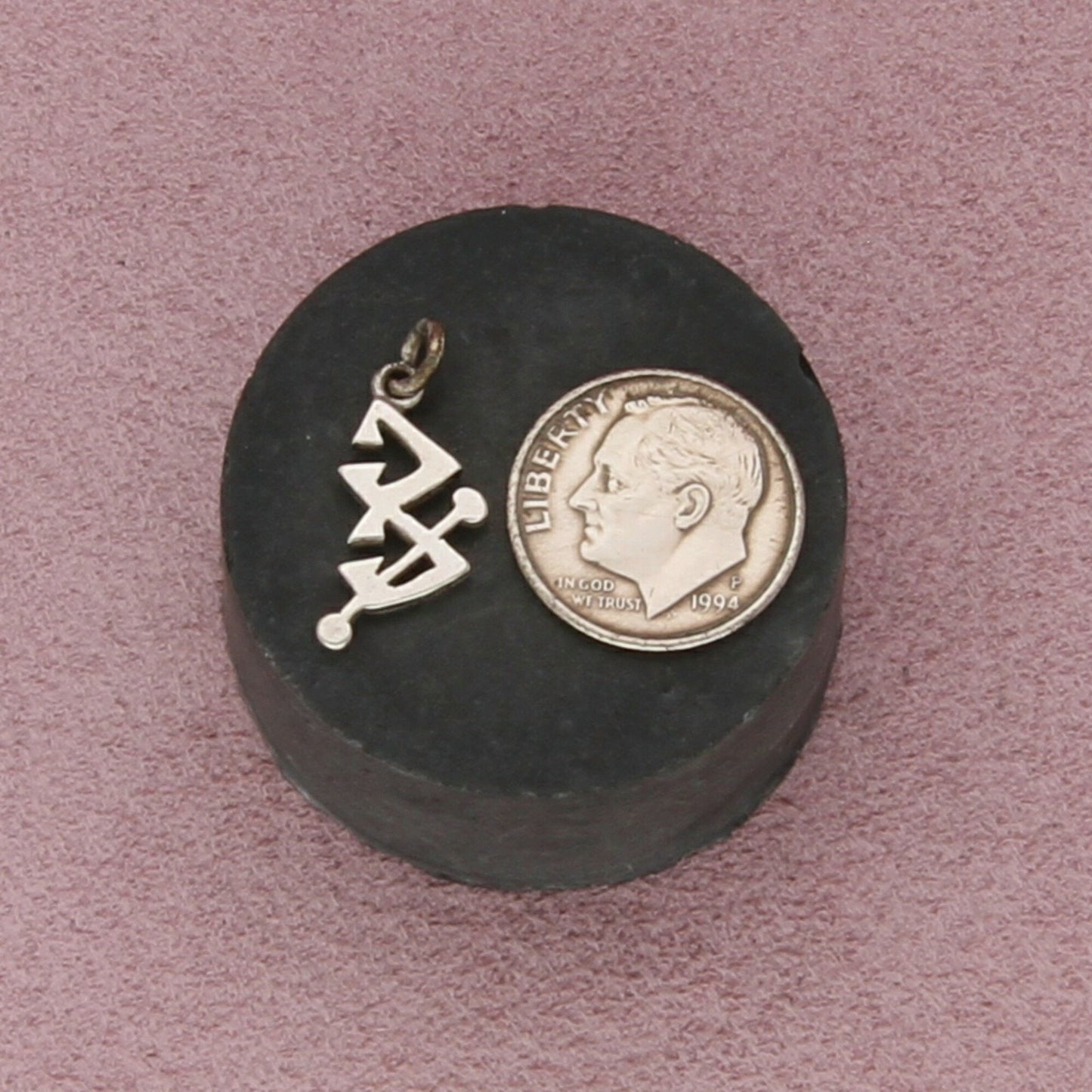 sterling silver vintage abstract initials charm pendant