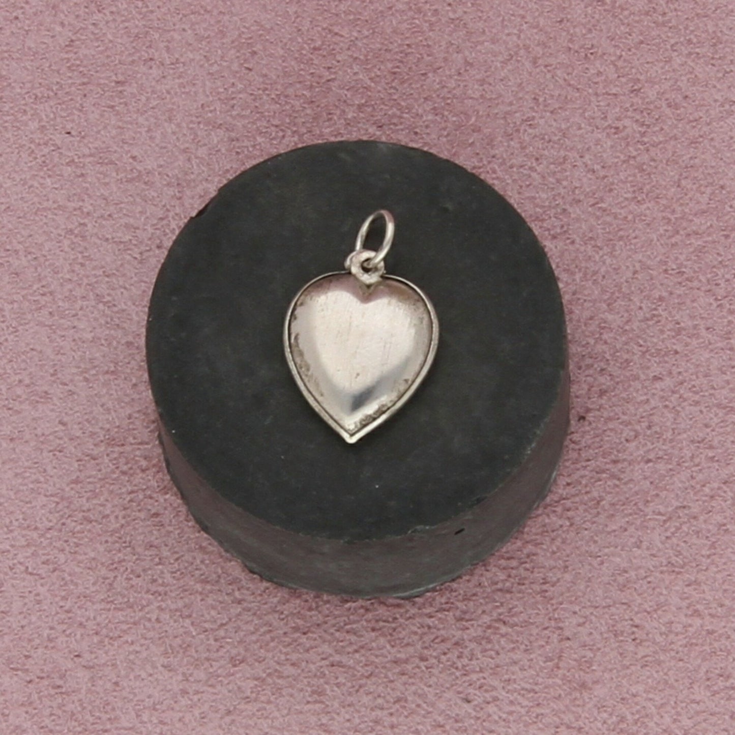 sterling silver vintage wwii diamond-cut puffy heart charm pendant
