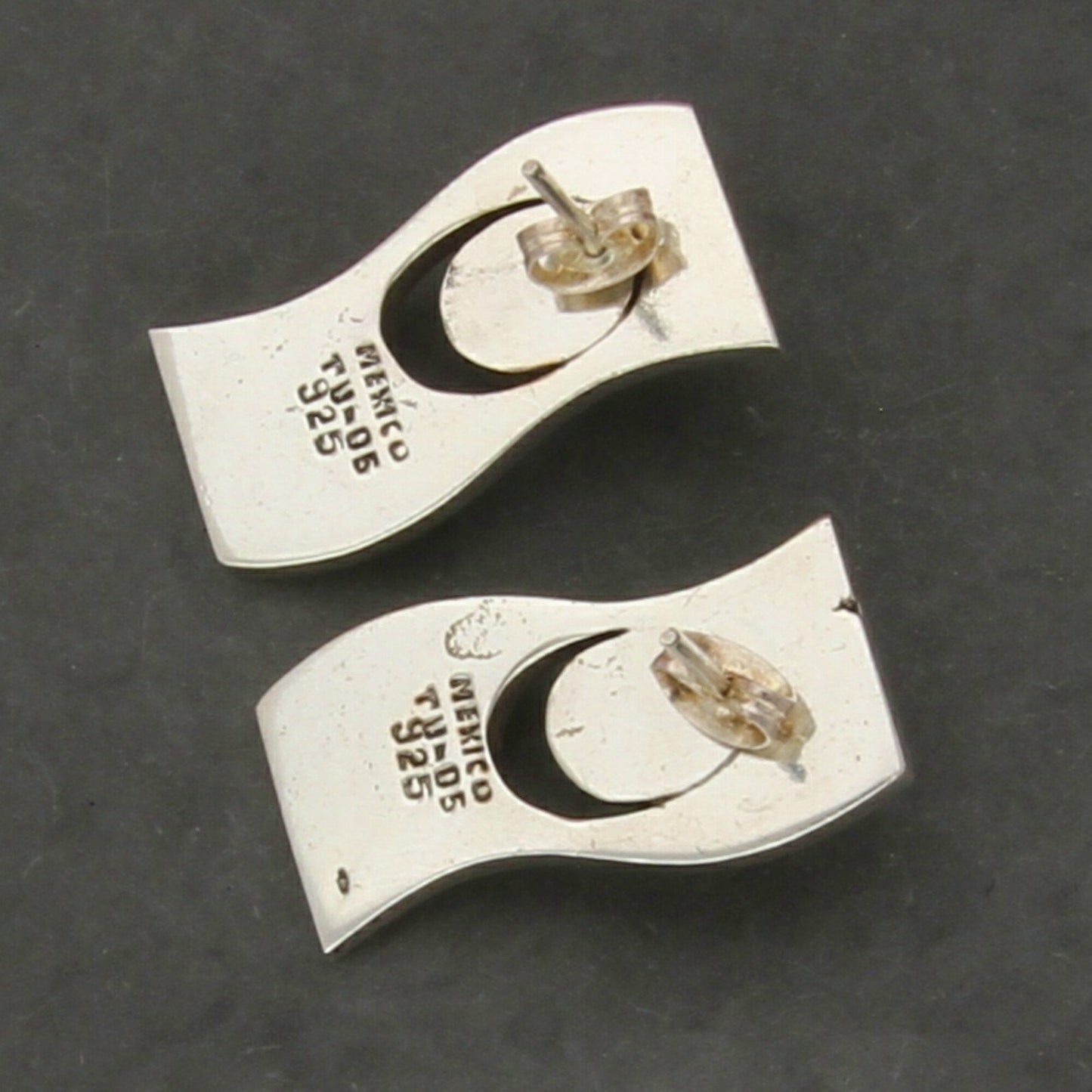 taxco mexico sterling silver vintage red jasper modernist post earrings