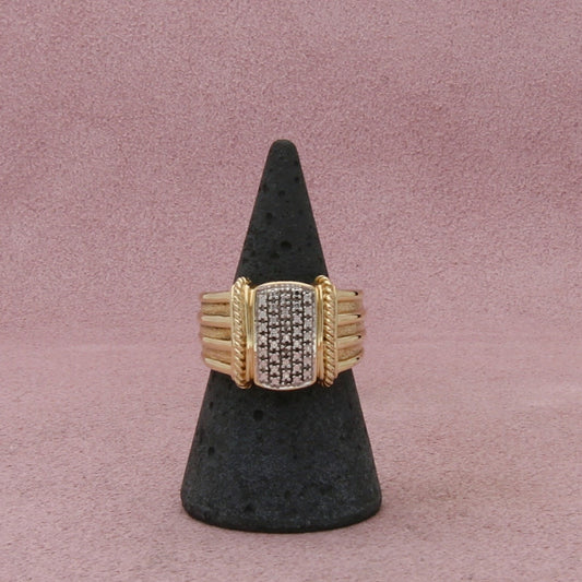 sterling silver gold plate diamond chip ring size 7.75
