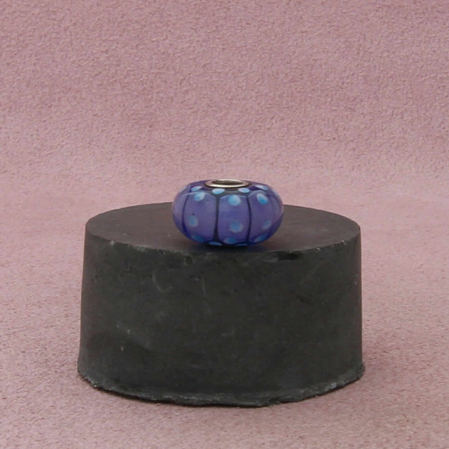 trollbeads sterling silver lavender blue ribbed murano glass bead charm