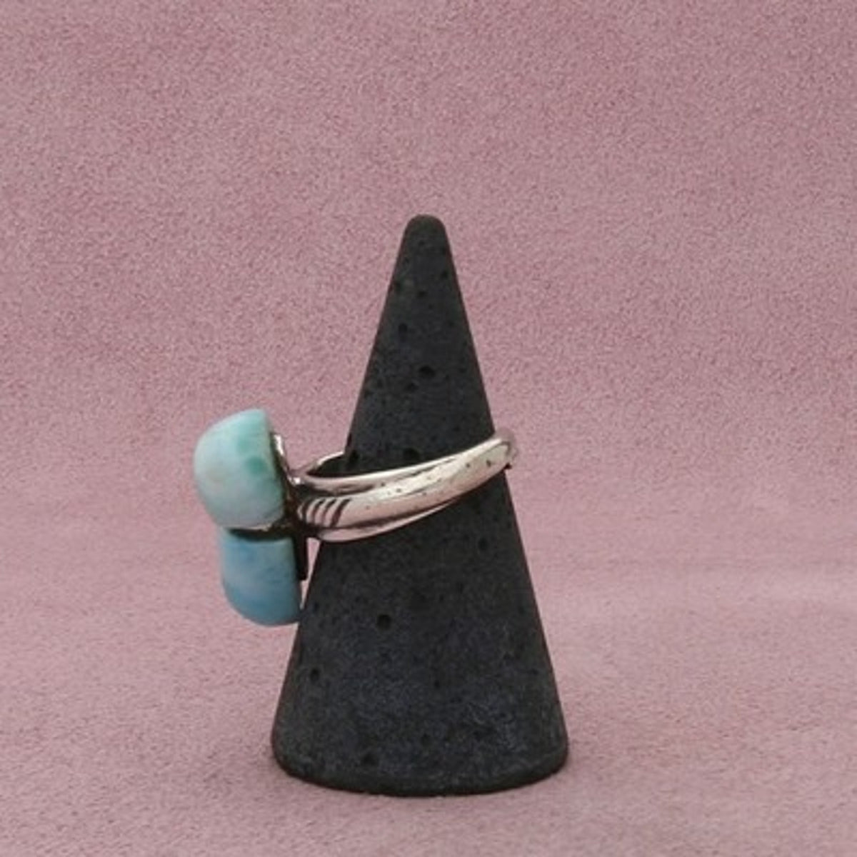 Sterling Silver Unique Artisan Crafted Blue Larimar Ring Size 6