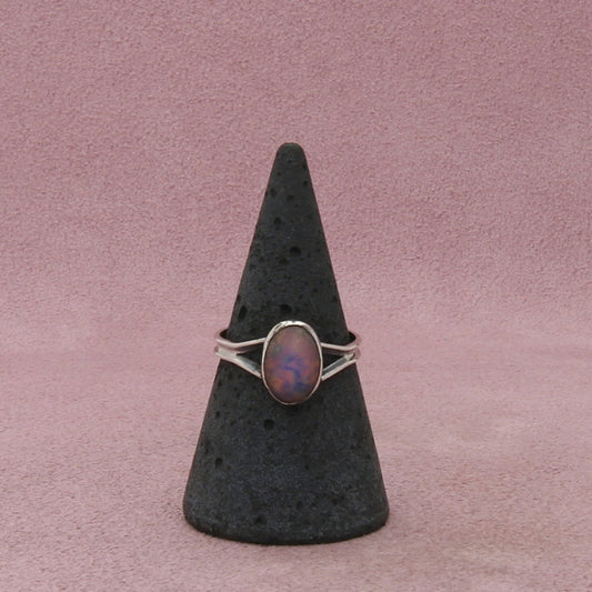 sterling silver vintage art deco foil art opal ring size 7