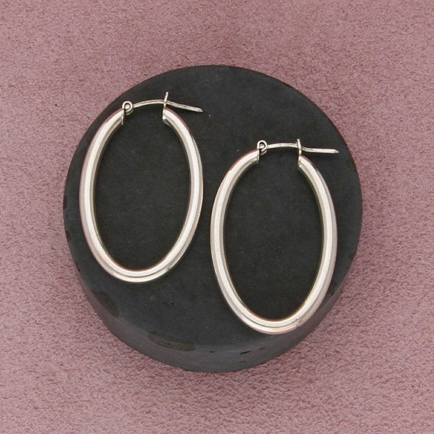 sterling silver oval snap-post hoop earrings