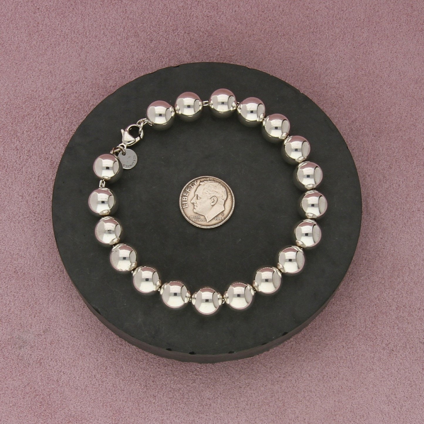 tiffany & co sterling silver hardwear 10mm bead bracelet size 7in