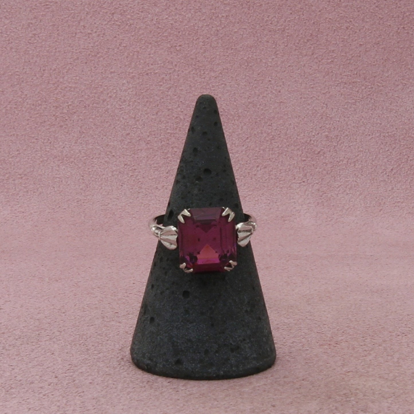 sterling silver vintage art deco purple rhinestone ring size 6.5