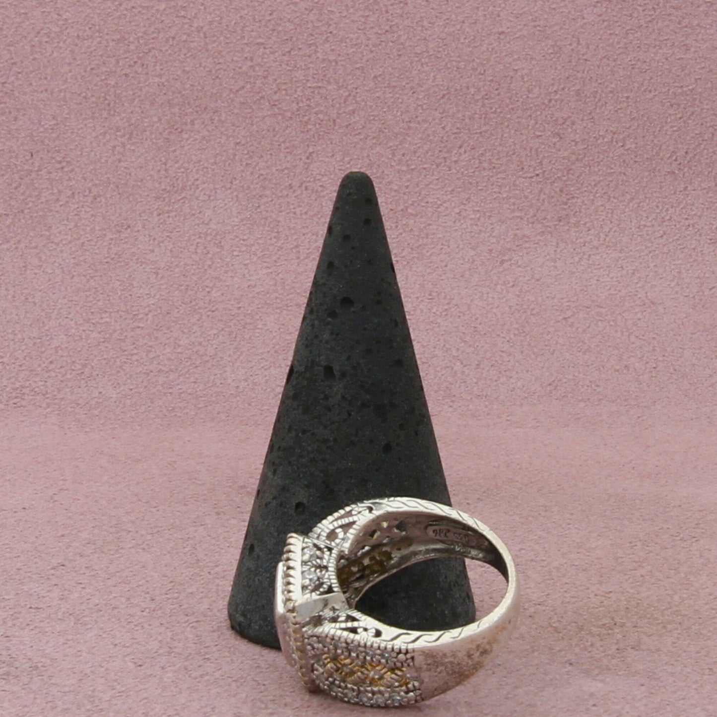 sterling silver princess-cut blue sapphire and cz ring size 5.75