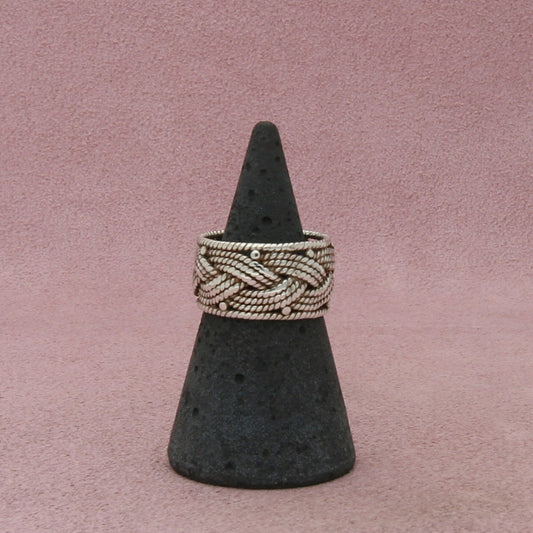 sterling silver vintage 10mm braided band ring size 6