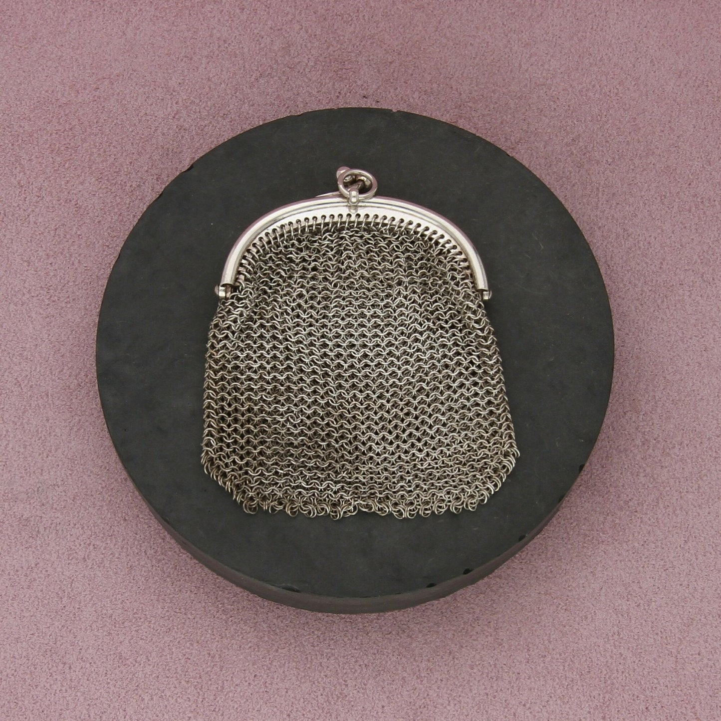 sterling silver vintage mesh chainmail coin purse pendant