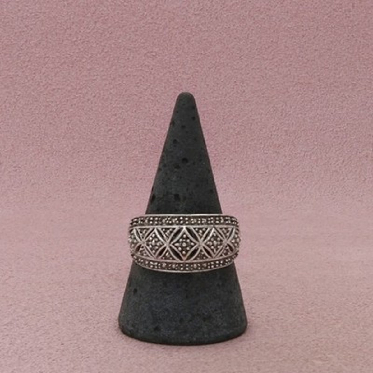 Zales Sterling Silver Diamond Geometric Lattice Ring Size 9.75