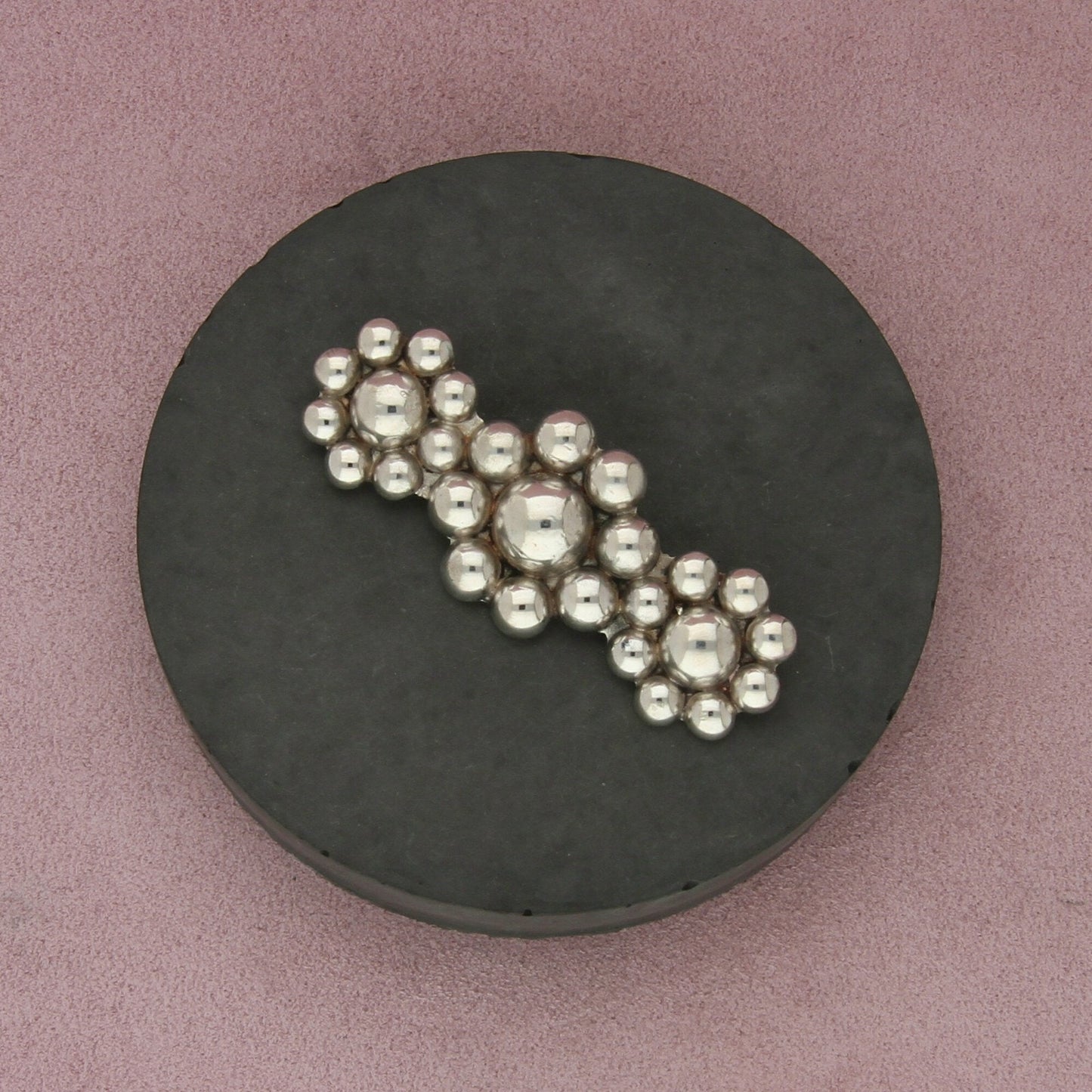 mexico sterling silver vintage 1940s beaded dome flowers brooch