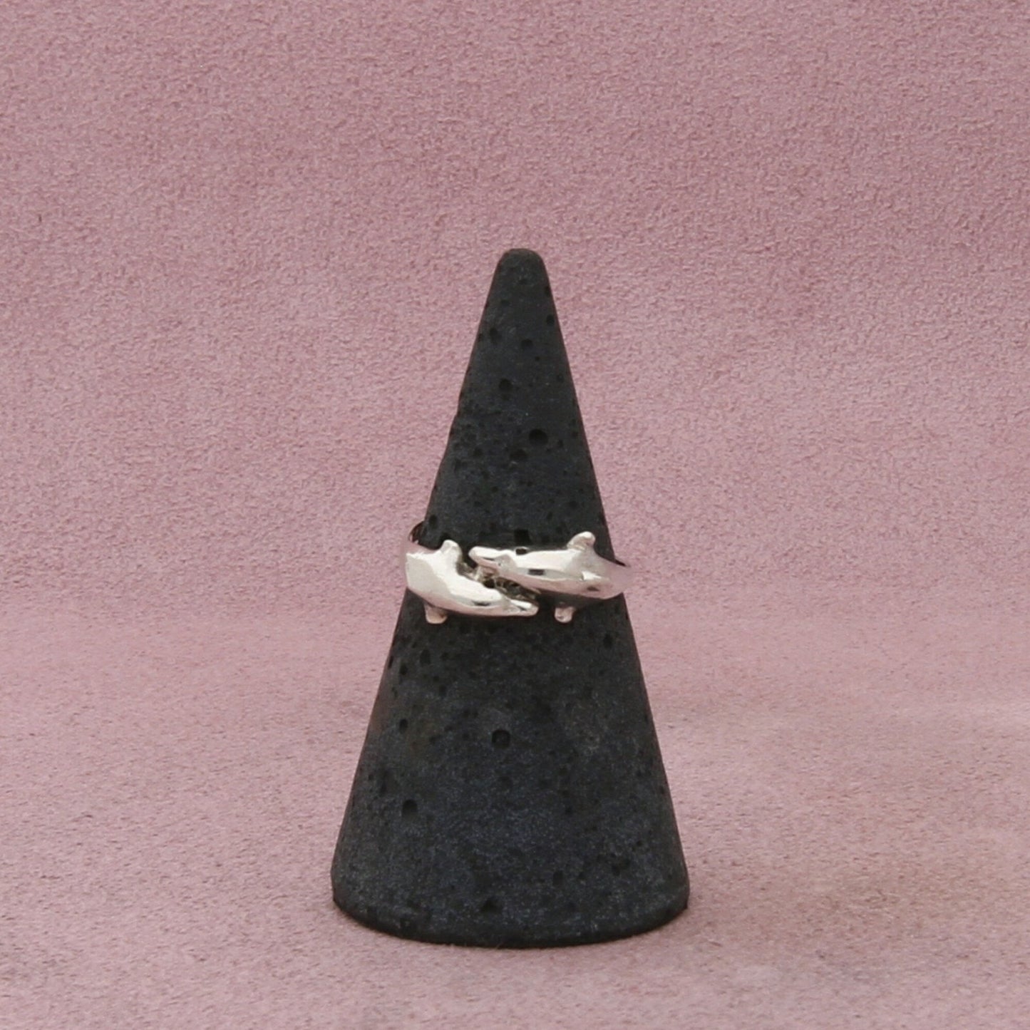 sterling silver dainty dolphins ring size 5