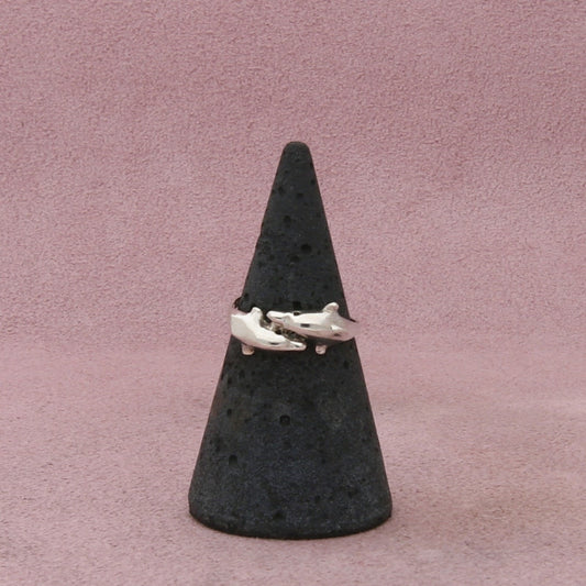 sterling silver dainty dolphins ring size 5