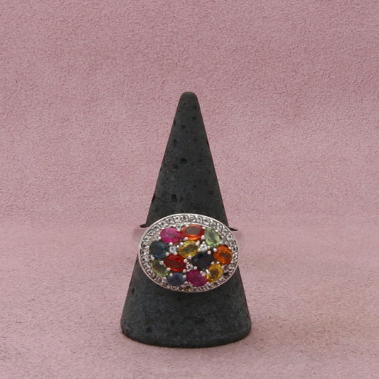 sterling silver multi colored topaz cluster (as-is) ring size 9.75