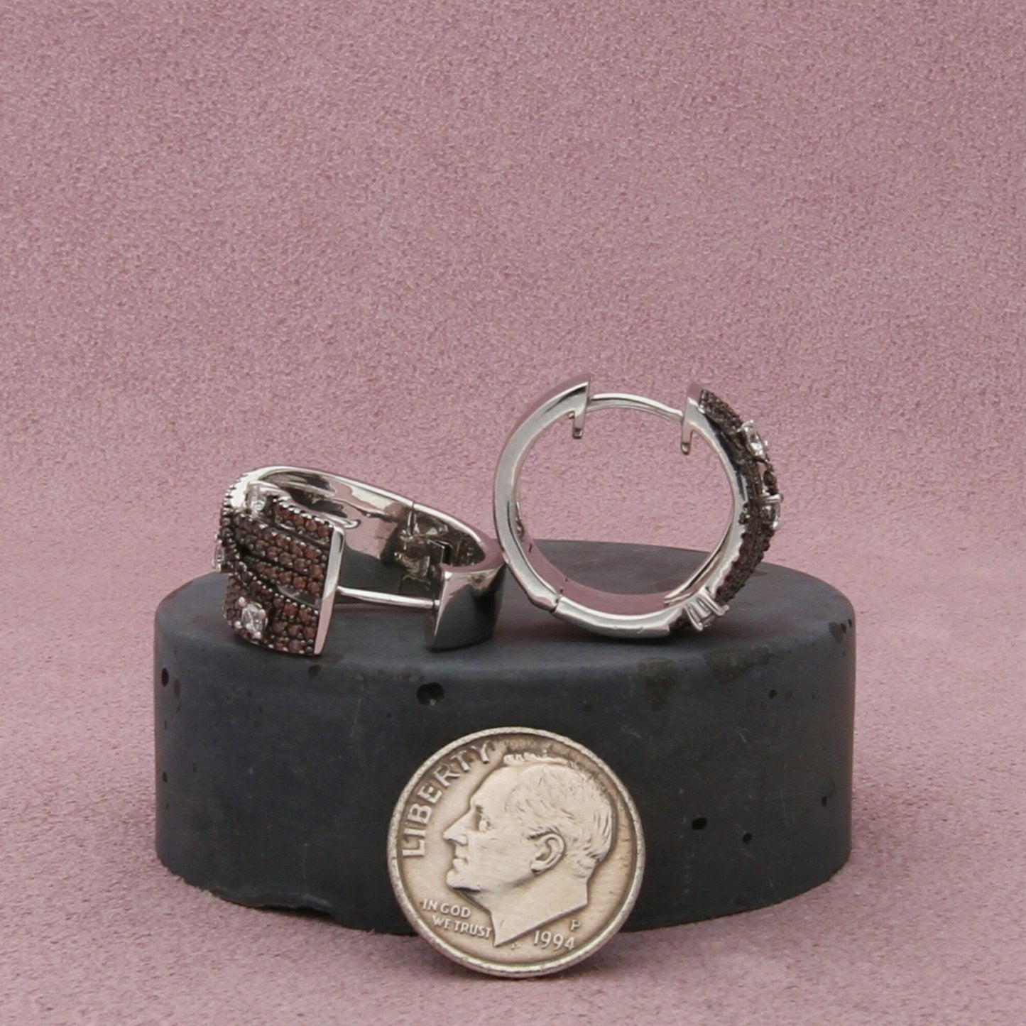 sterling silver round-cut cz huggie hoop earrings