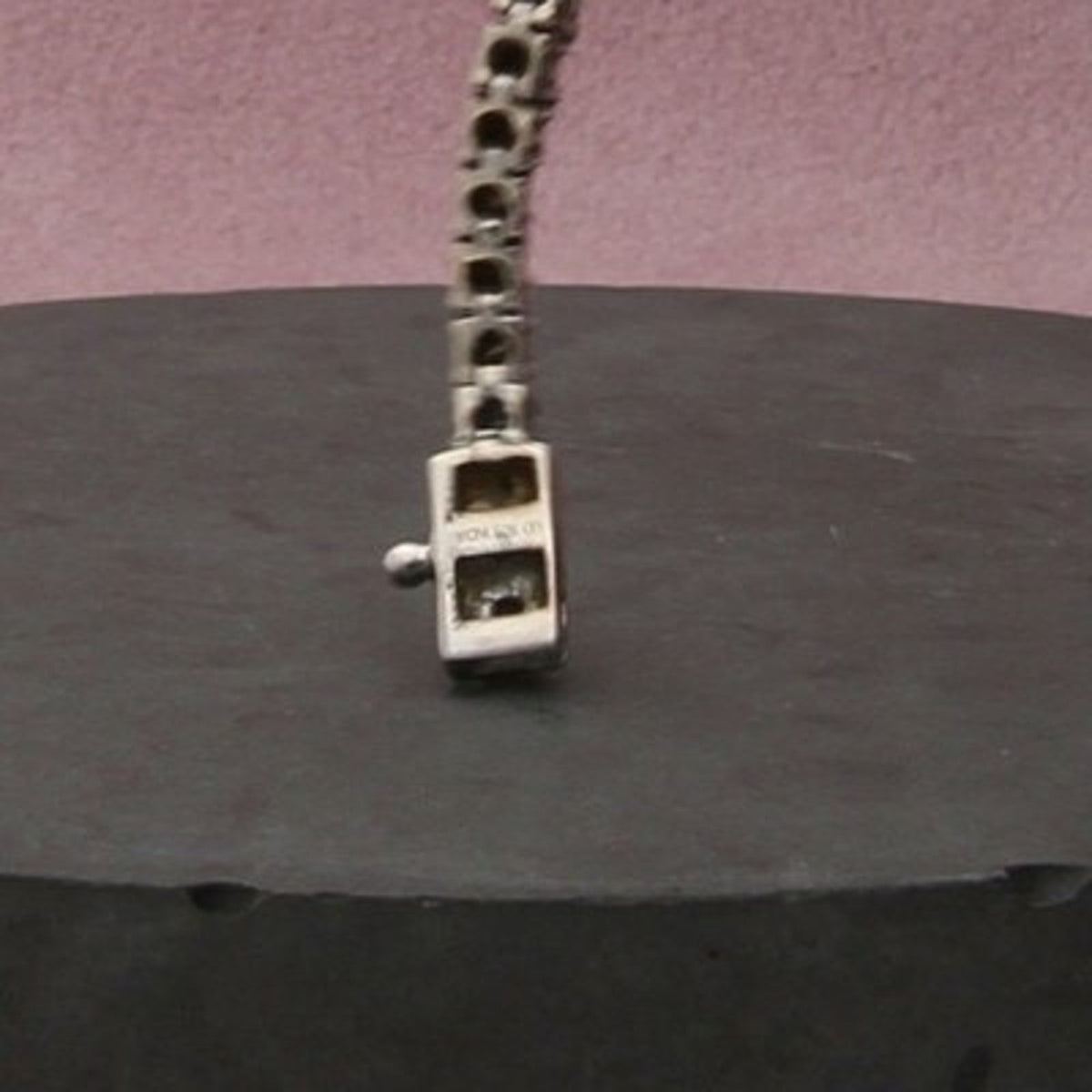 Sterling Silver Square White Diamond Links Tennis Bracelet Size 6.75in