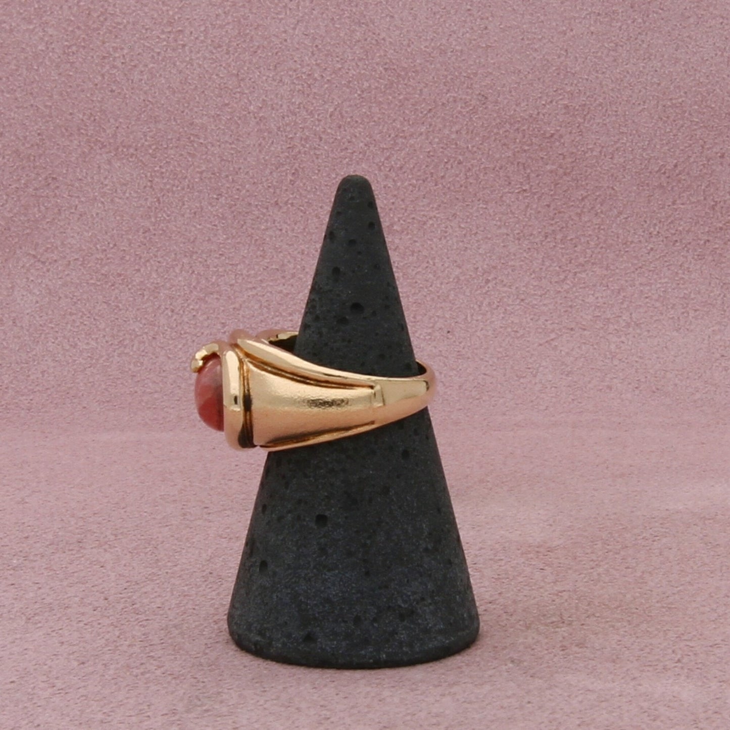 sterling silver gold plate rhodochrosite ring size 5.75