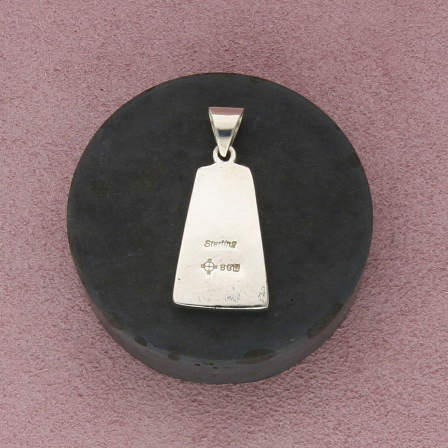 zuni sterling silver vintage turquoise inlay pendant