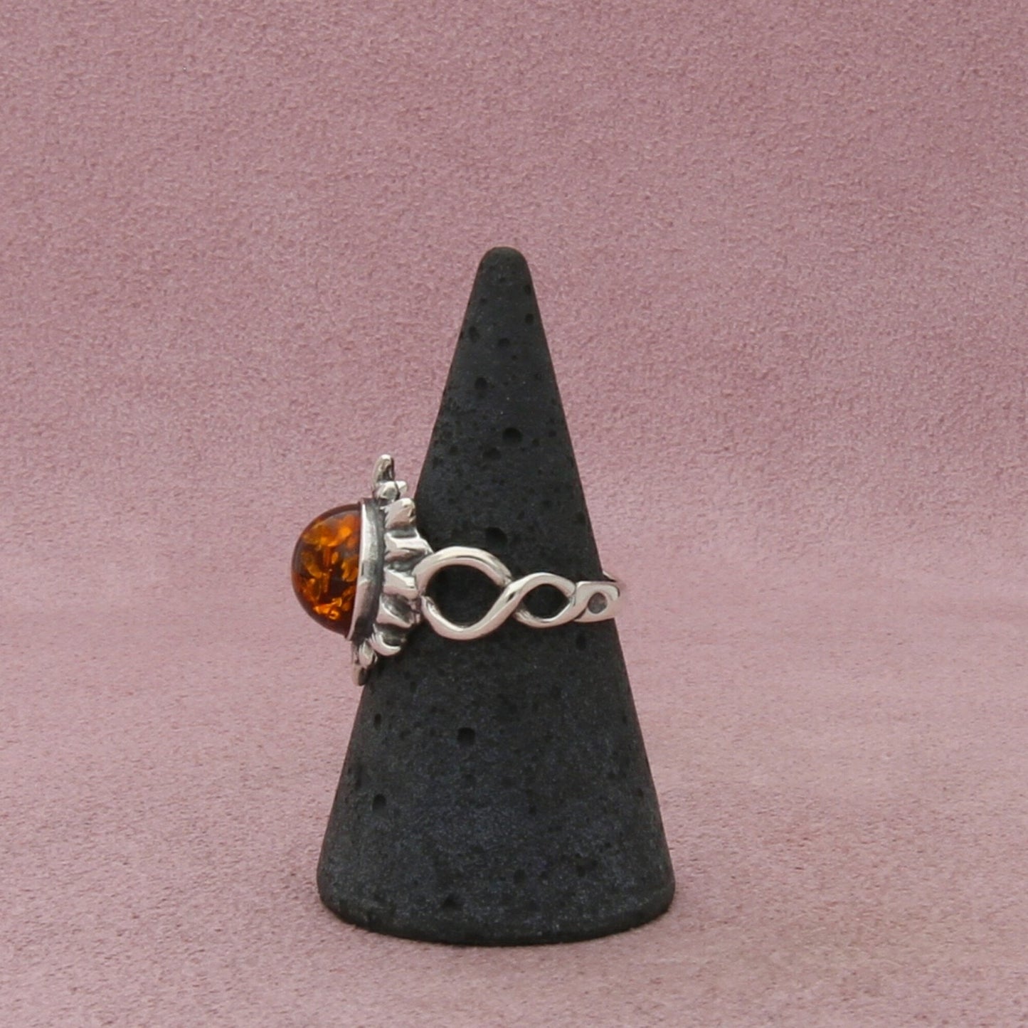 sterling silver poland orange amber sun ring size 7