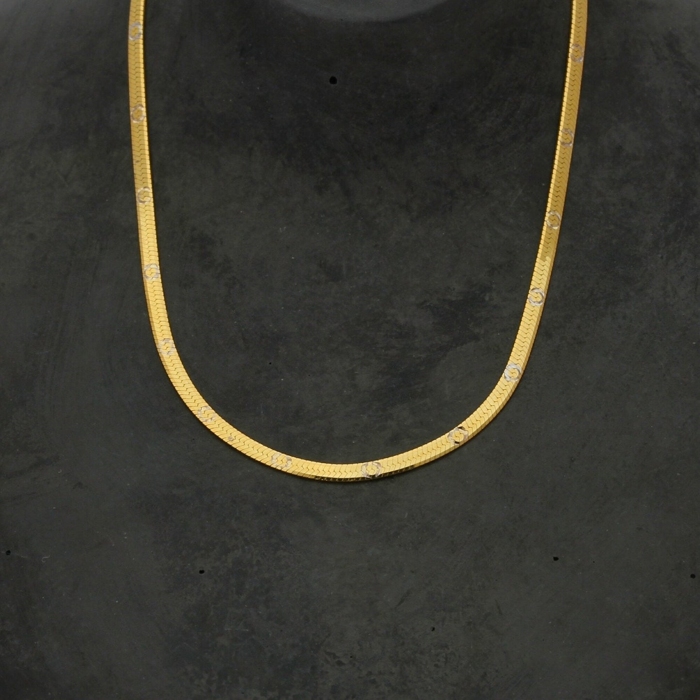 bony levy 14k yellow gold two-tone circle pattern chain necklace size 18in