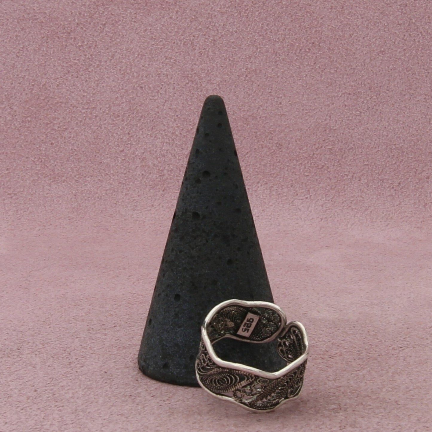 sterling silver vintage wavy filigree band ring size 5.5