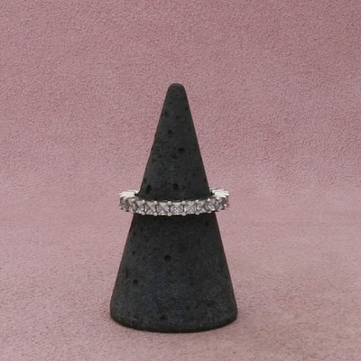 Sterling Silver Princess-Cut Cz Eternity Stack Band Ring Size 5.75