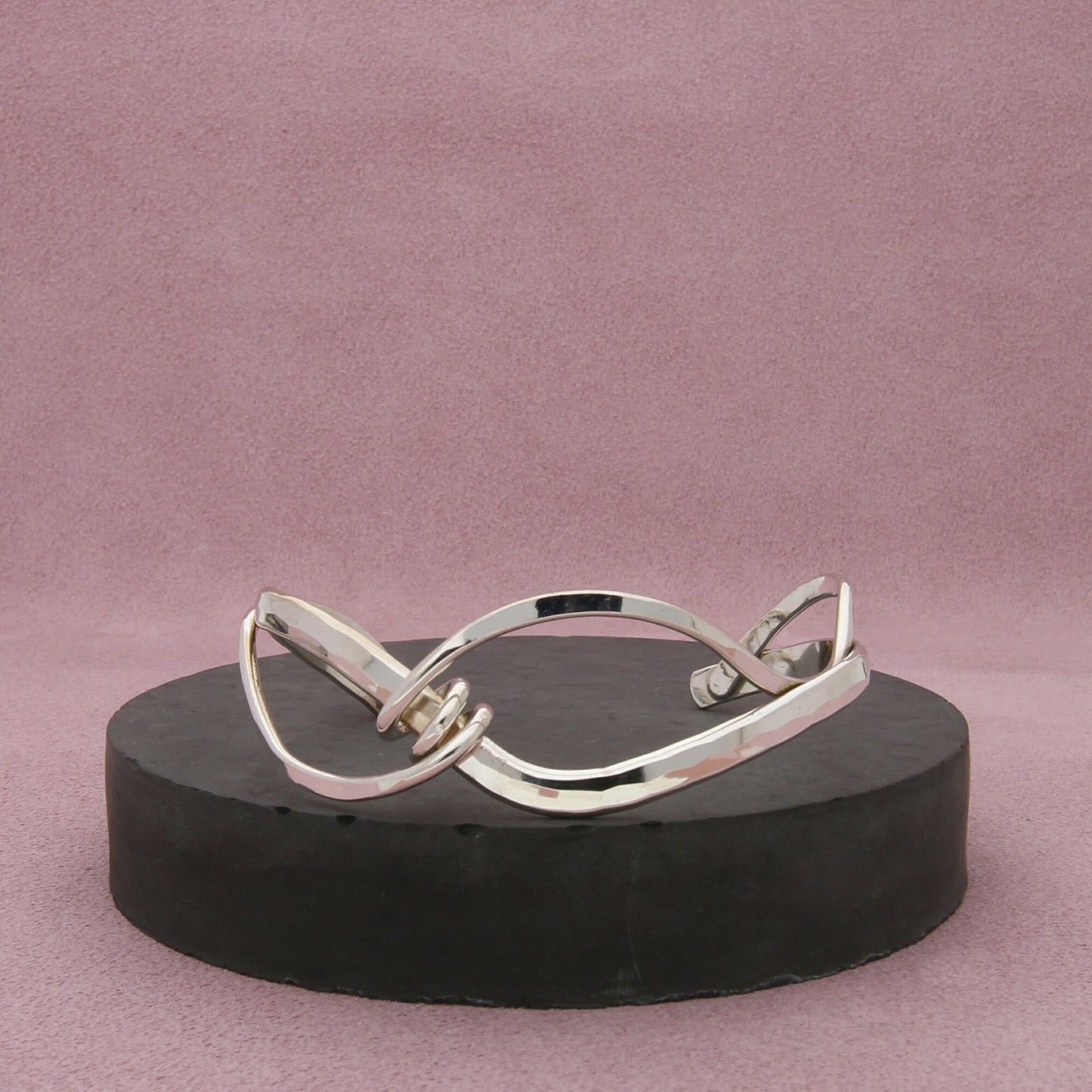 sterling silver vintage hammered wire wrapped cuff bracelet size 6.5in