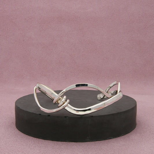 sterling silver vintage hammered wire wrapped cuff bracelet size 6.5in