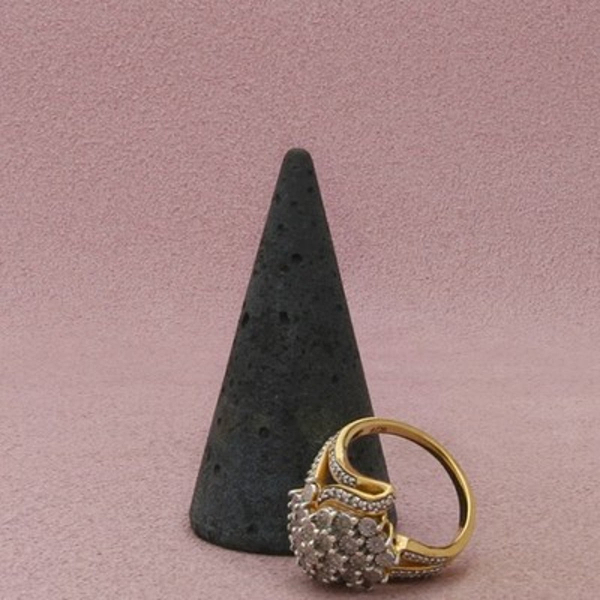 Zales Sterling Silver Gold Plate Diamond Cluster Bypass Ring Size 7
