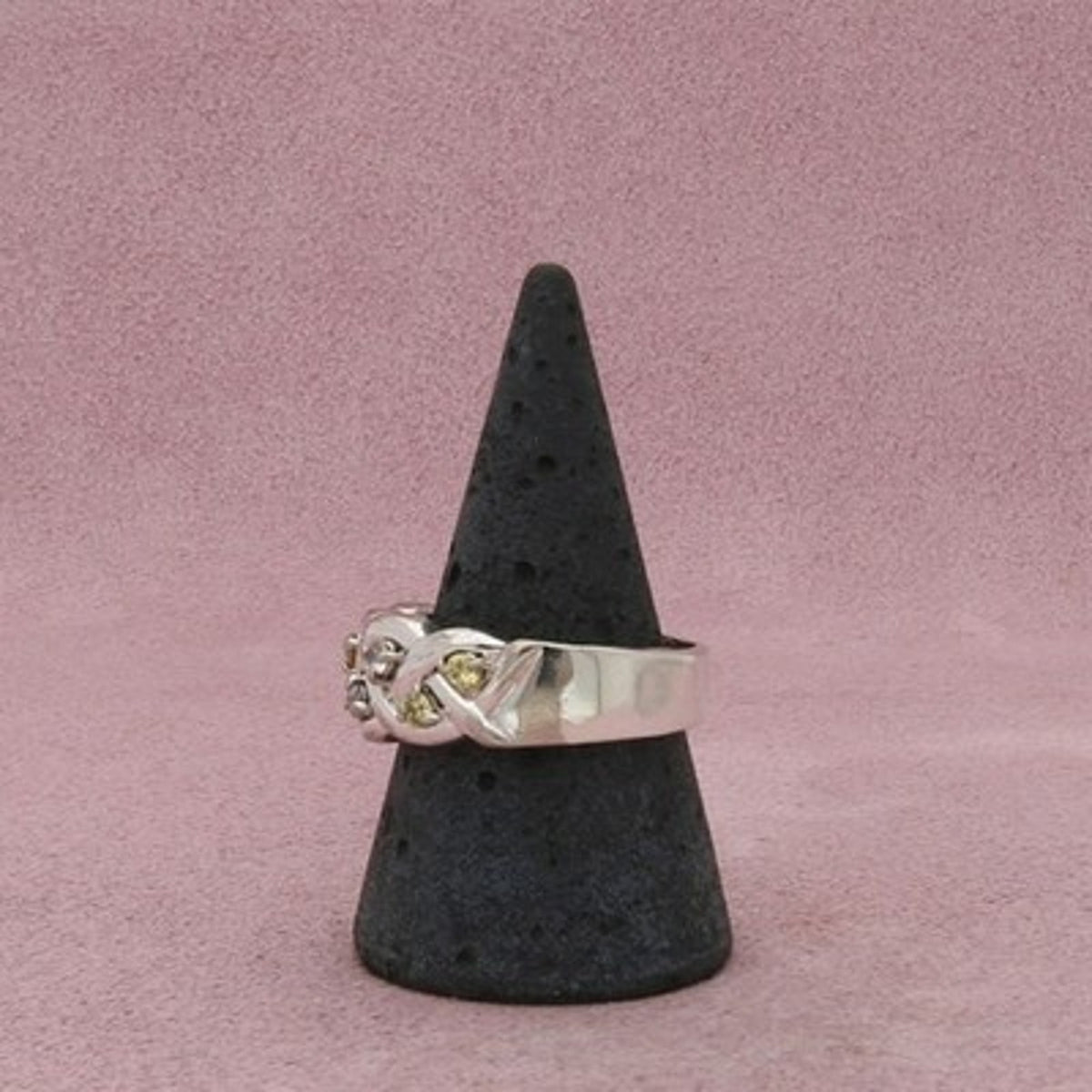 Sterling Silver Braided Round-Cut Cz Band Ring Size 10.5