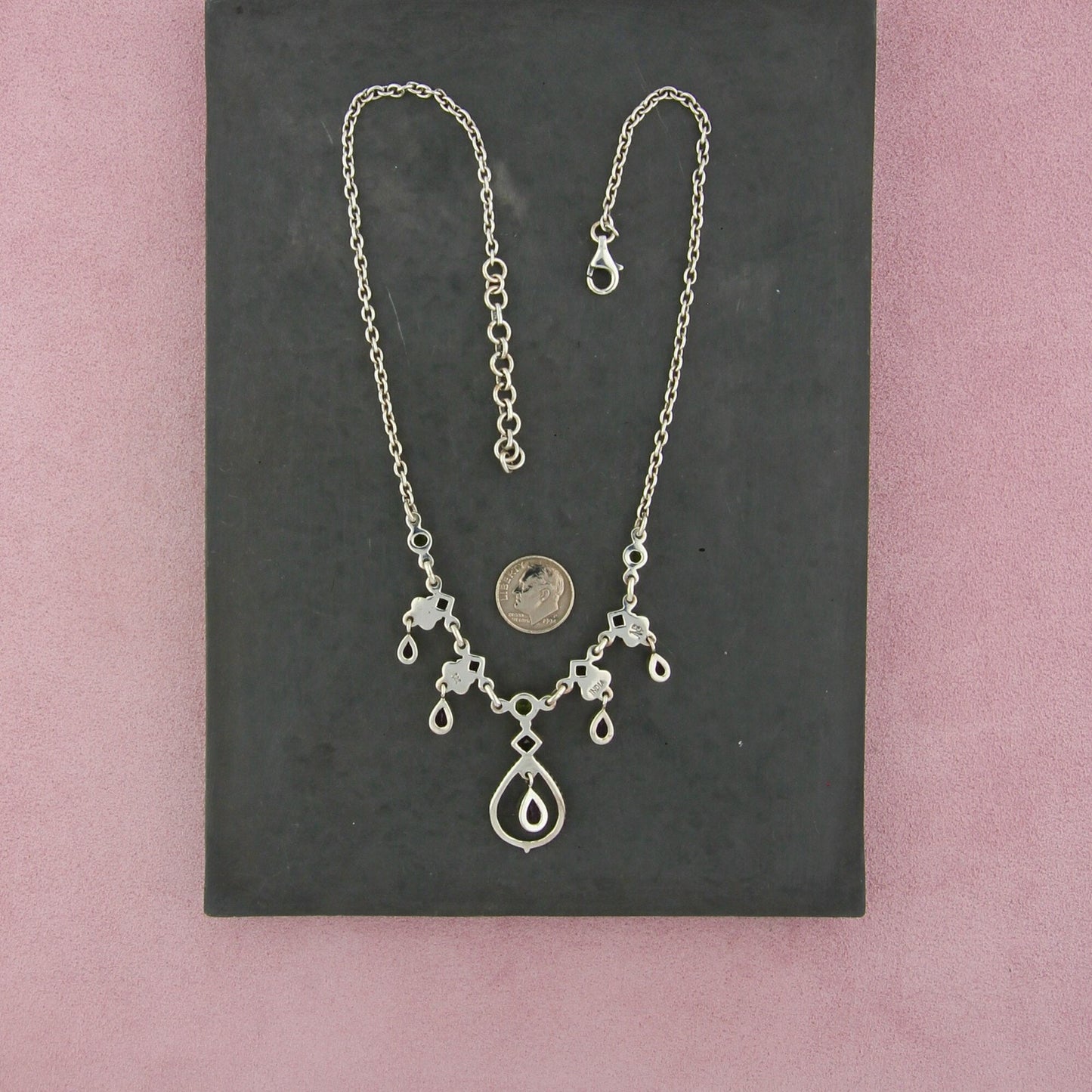 nicky butler sterling silver amethyst & peridot necklace size 17-19in
