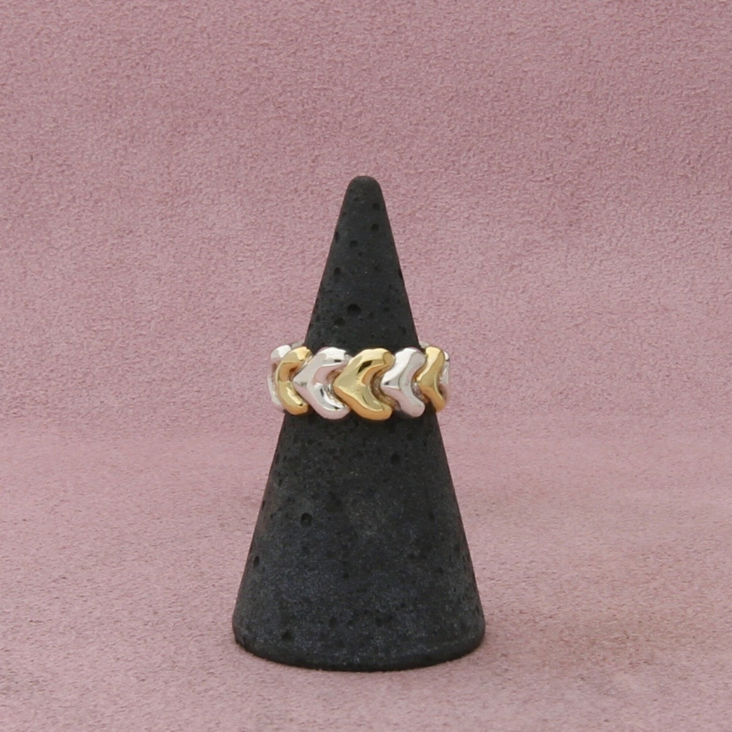 mexico sterling silver vintage two tone band ring size 4.5