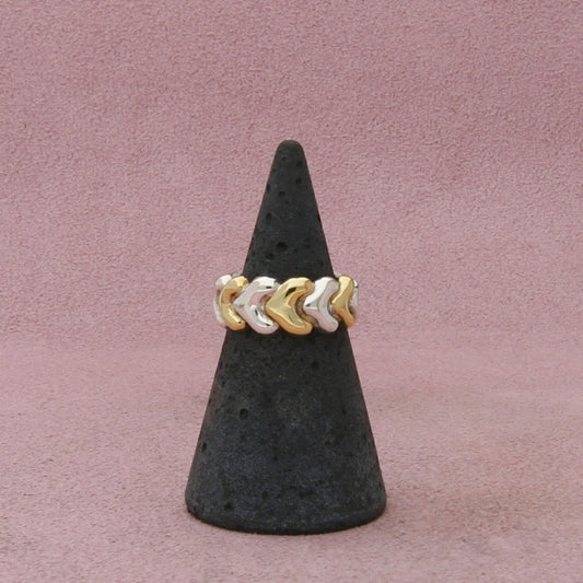 mexico sterling silver vintage two tone band ring size 4.5