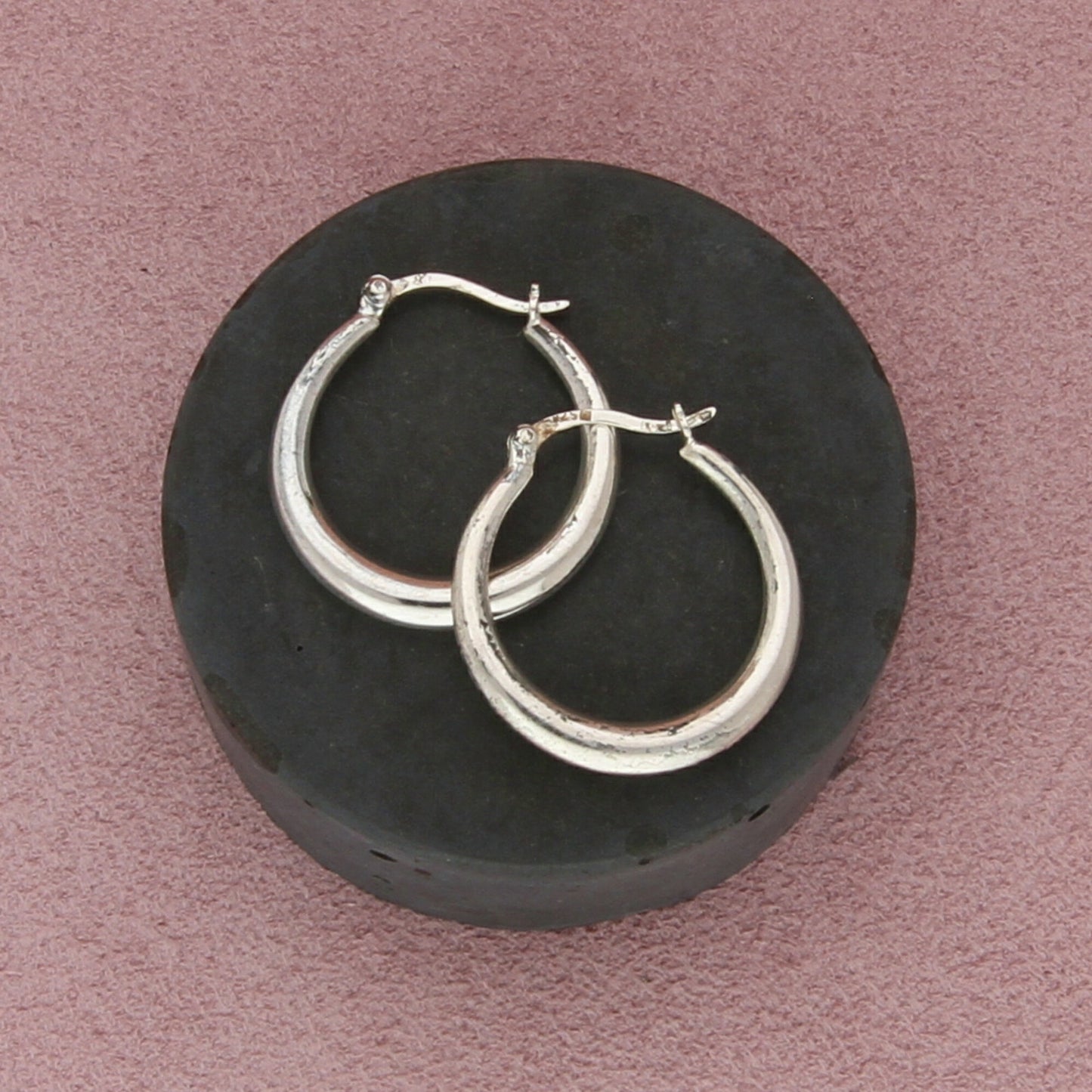 sterling silver vintage 25mm puffy hoop earrings
