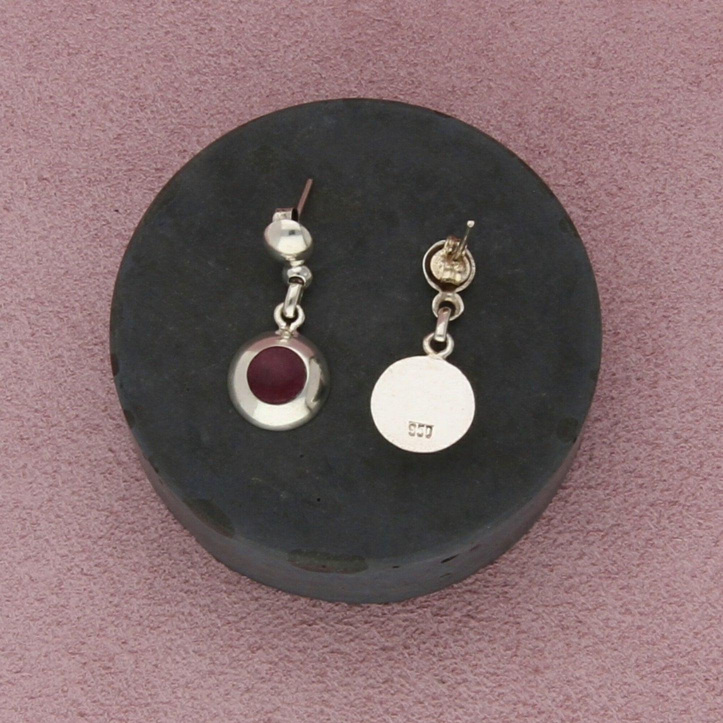 sterling silver purple spiny oyster dangle earrings